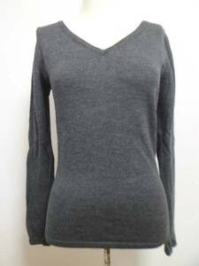 NATURAL BEAUTY BASIC/ Natural Beauty Basic * gray V neck simple knitted M/ long sleeve /410