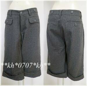 Mouthvalley* gray stripe hem by return half edge height pants M/W64/109