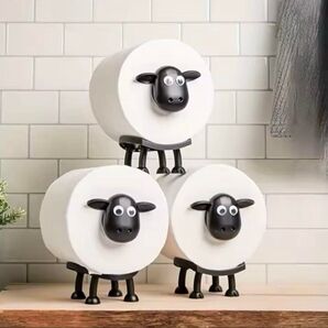 【4個セット】ひつじ ひつじのショーン 羊トイレットペーパーホルダー