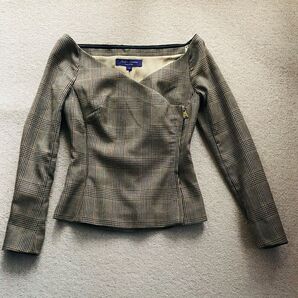 ラルフローレン コレクション 紫 パープルタグ ノーカラー ジャケット イタリア製 Ralph Lauren Collection