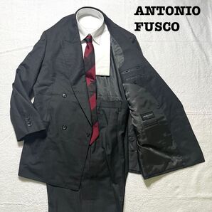 ANTONIO FUSCO ダブル ブラック 無地 BE7 2タック スーツ上下