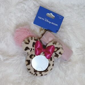 ディズニーリゾート ミニー リップケース ミラー ヒョウ柄 レオパード キーチェーン キーホルダー