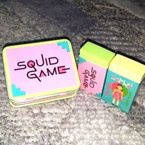 Netflix イカゲーム 消しゴム2個 ミニ缶1個
