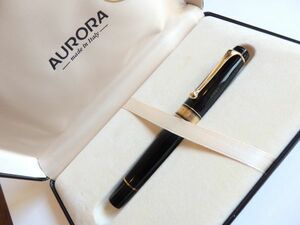 *[ beautiful goods ]Aurora Aurora Optima fountain pen black pen .:14K 585 M. go in type box attached 