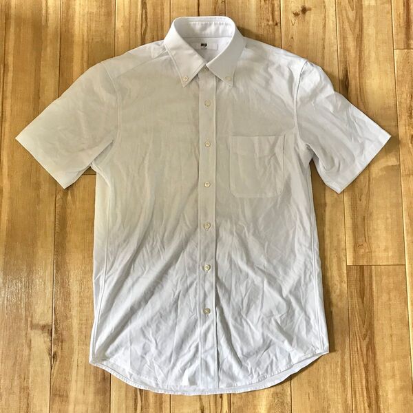 ユニクロ ドライノンアイロンジャージーシャツ S ホワイト ボタンダウン 半袖