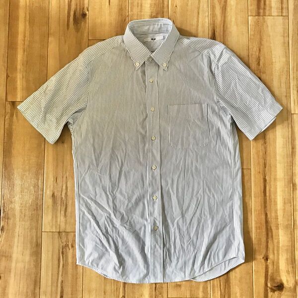 ユニクロ ドライノンアイロンジャージーシャツ S ストライプ ボタンダウン 半袖