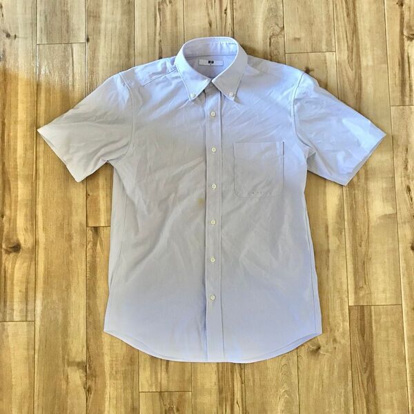 ユニクロ ドライノンアイロンジャージーシャツ S ストライプ ボタンダウン 半袖