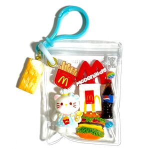 キャンディバッグ キーホルダー ガチャ詰めポーチ風 ファストフード 水色