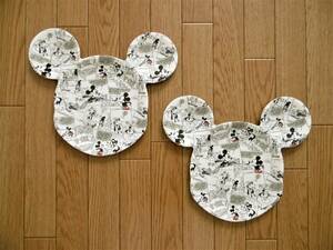 ディズニー☆ミッキーフェイス型　メラミン製 プレート　2枚セット　お皿　食器　ミッキーマウス　グーフィー　ドナルドダック　