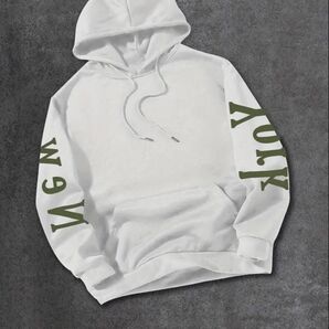 【新品New York NYC ロゴ入り】ホワイト パーカー フード付き おしゃれ