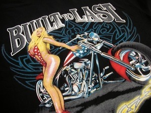 両面プリントトップス Tシャツ 半袖 ユニセックス BUILTtoLAST美女バイク XLサイズ