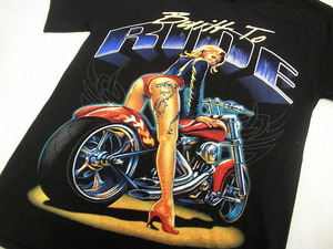 BUILTtoRIDE美女バイク両面プリントトップス Tシャツ 半袖 ユニセックス XL サイズ
