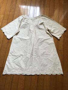 カットソー ワンピース 白 七分袖