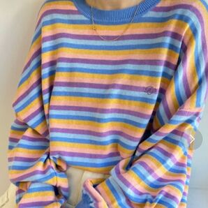 マルチボーダーニット カラフル セーター