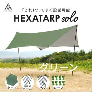 AND MYSELF タープテント ソロキャンプ ペグ ロープ付き ヘキサタープ
