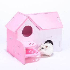 98 2階建て階段ハウス ピンク色 小サイズ 1個 ハムスター