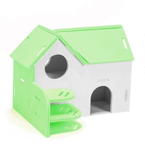 100 2階建て階段ハウス 緑色 小サイズ 1個 ハムスター