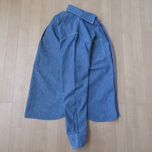日本製 OMNIGOD chambray work shirts マチ付き 長袖 シャンブレー シャツ 2 ブルー オムニゴッド ドミンゴ インディゴ アメカジ ワークの画像4