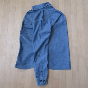 日本製 OMNIGOD chambray work shirts マチ付き 長袖 シャンブレー シャツ 2 ブルー オムニゴッド ドミンゴ インディゴ アメカジ ワークの画像5