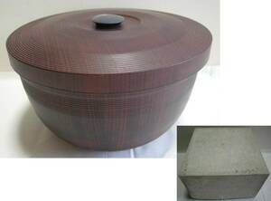 o. cover attaching . character attaching boxed wooden container for cooked rice cover thing . vessel handicraft retro 