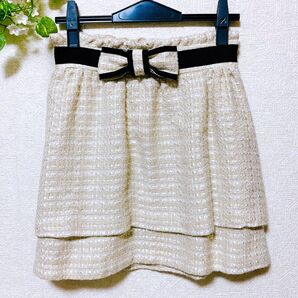 NOW HERE ティアードスカート 2段フリル 膝丈スカート