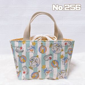 《スノードーム》巾着付きミニトートバッグ ランチバッグ ハンドメイド