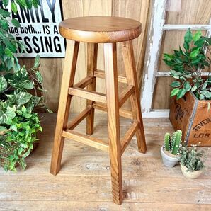 ナチュラルウッドパイン材無垢ハイスツール木製椅子カウンターチェア天然木松材木製イス花台チェア一枚板松材