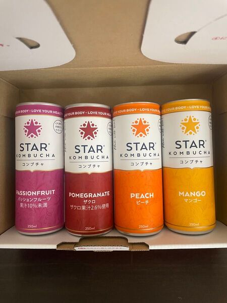 STAR KOMBUCHA コンブチャ 4種×各1本セット パッションフルーツ ザクロ ピーチ マンゴー