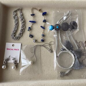 シルバーアクセサリー 6点セット 福袋 ラピスラズリ ブレスレット チョーカー パール ピアス ネックレス ターコイズバレッタ