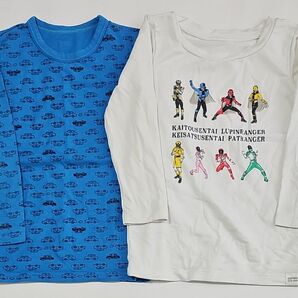 ロングスリーブヒートテック 2枚セット ルパンレンジャー パトレンジャー 車柄 110cm