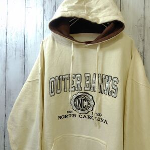 EXIT OUTERBANKS 刺繍 スウェット パーカー 白系 L 古着