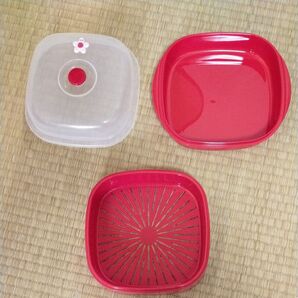 レンジでチン!調理器 3点セット 赤