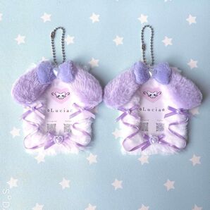 うさ耳 リボン 紫 パープル ふわふわ トレカケース レースデコ 1個