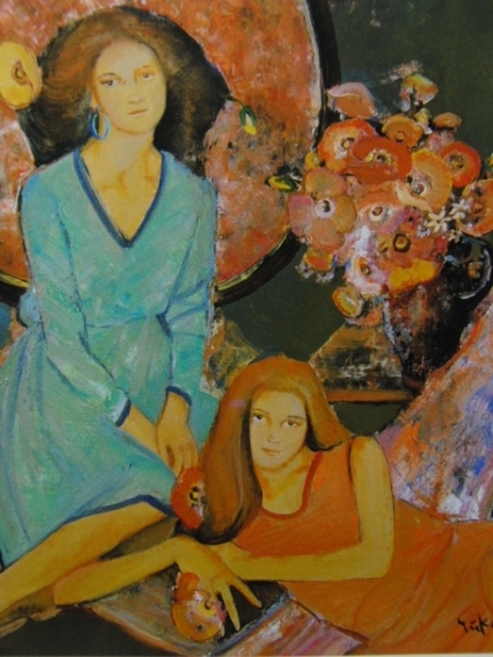 Nakajima-Yoko, Mit Blumen spielen, Seltenes Kunstbuch, Neuer Rahmen inklusive, Porto inklusive, iafa, Malerei, Ölgemälde, Porträts