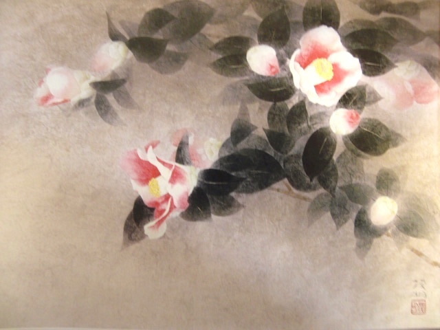 Shigeaki Kuromitsu, 【Kamelie】, Aus einer seltenen Kunstsammlung, Neuer hochwertiger Rahmen inklusive, In guter Kondition, Kostenloser Versand, Malerei japanische Malerei japanischer Maler, Blume, meg, Malerei, Ölgemälde, Natur, Landschaftsmalerei