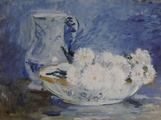 ベルト・モリゾ、鉢の中の白い花、希少な額装用画集より、新品高級額装