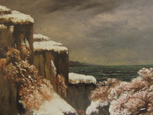 ギュスターヴ・クールベ、Gustave Courbet、【雪の断崖】、希少な額装用画集より、新品額装付、状態良好、送料込み
