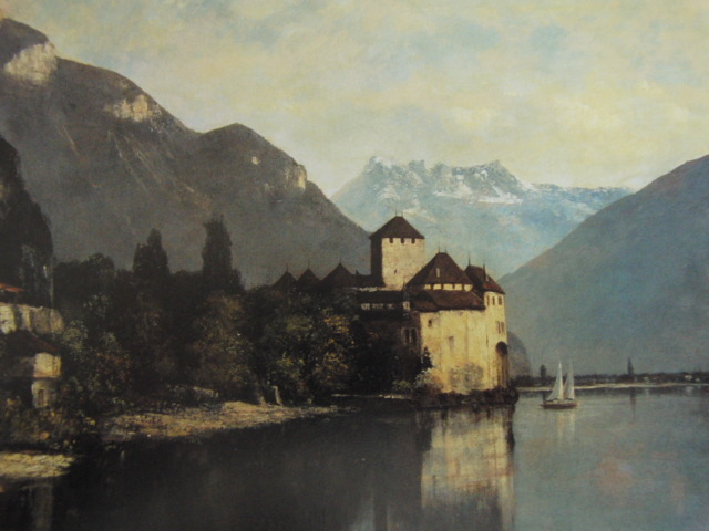 Gustave Courbet, Gustave Courbet, [Château de Chillon], From a rare collection of framing art, New frame included, Beauty products, postage included, Painting, Oil painting, Nature, Landscape painting