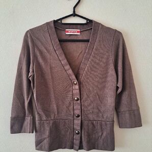 □INTERVIEW□ Vネック□七分袖カーディガン□ ブラウン系 □Mサイズ□薄地