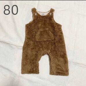 ベビーパンツ オーバーオール サロペット モコモコ 美品 80 男の子 女の子 かわいい 可愛い 茶色 ブラウン