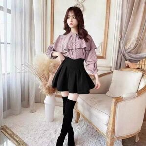 新品 ミシェルマカロン/Michellmacaron 美脚スカート ブラック M