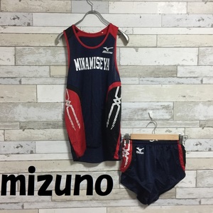 【人気】mizuno/ミズノ 南瀬谷中学校 ユニフォーム 陸上 タンクトップセットアップ ネイビーXレッド L/6334