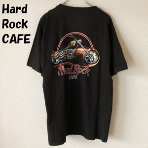 【人気】Hard Rock CAFE/ハードロックカフェ バックプリント Tシャツ ブラック/4386