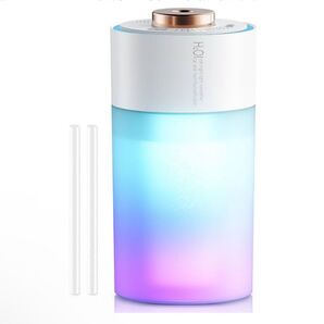 卓上 小型 Type-C式 卓上加湿器 除菌 大容量380ML 超音波式 次亜塩素酸水対応 静音 持ち運び便利 7色LED