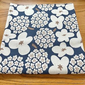 ブーケ くすみブルー 綿麻キャンバス コットンこばやし