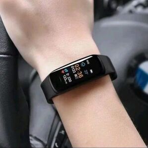 スマートウォッチ 血圧計/歩数計/心拍計 ブレスレット Android/iPhone対応 薄型 天候連動 男女兼用 新品 ブラック