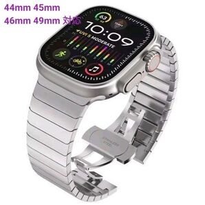 Apple watch バンド アップルウォッチ ベルト ステンレ 42 44 45 46 49mm対応 シルバー 調整ピン付属