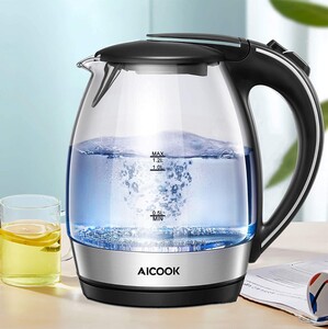 ガラスで中が見える電気ケトル 大容量1.2リットル 急速沸騰