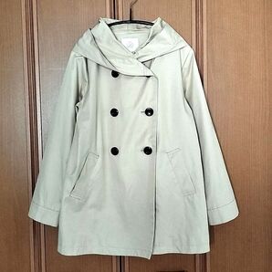 3can4on フード付ショート丈コート L ベージュ サイズ3 サンカンシオン トレンチコート ジャケット