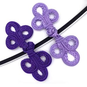 大きなボタン チャイナボタン 飾りボタン リボンボタン 装飾ボタン 中国ボタン 紫2個セット